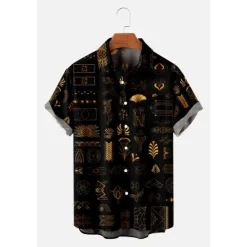 Discount OUKU Men's Floral Mermaid Pirate Shirt Summer Hawaiian Shirt Aloha Shirt Short Sleeves Shirt Turndown Vintage Tropical Fashion Street Casual Hawaiian Apricot Black Yellow S M L