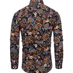 Clearance OUKU Men's Floral Paisley Shirt Boho Shirt Long Sleeve Sports Fashion Streetwear Outdoor Daily Fall & Winter Turndown Print Button-Down Black Red Purple Green