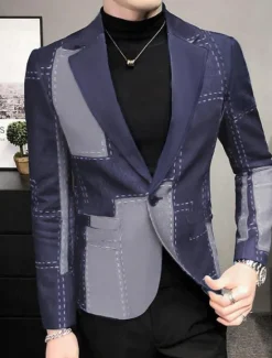 Online OUKU Men's Floral Plaid / Check Long Sleeve Turndown Fashion Streetwear Business Work Wear to work Going out Buttons Print