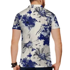 Hot OUKU Men's Floral Polo Shirts Golf Shirt Short Sleeve Shirt Turndown Casual Daily 3D Print White Yellow Red Blue Green 3D Print Print Clothing Apparel Fashion Designer Casual Breathable