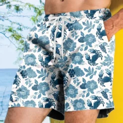 Sale OUKU Men's Floral Print Flowers Swim Trunks Swim Shorts Board Shorts Mid Waist Streetwear Hawaiian Vacation Side Pockets Mesh Lining Elastic Drawstring Waist Designer Clothing Apparel