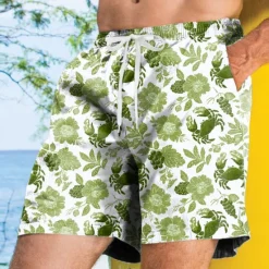 Sale OUKU Men's Floral Print Flowers Swim Trunks Swim Shorts Board Shorts Mid Waist Streetwear Hawaiian Vacation Side Pockets Mesh Lining Elastic Drawstring Waist Designer Clothing Apparel