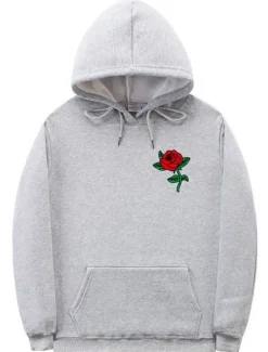 New OUKU Men's Floral Print Long Sleeve Sweatshirts Hooded Vintage Cool Casual Winter Black White Yellow Clothing Apparel Designer Plus Size S M L XL 2XL 3XL