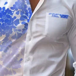 Clearance OUKU Men's Floral Printed Shirts Long Sleeve Business Casual Wear to work Daily Wear Streetwear Spring & Summer Turndown Pocket Print Button-Down Yellow Blue