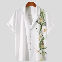 Discount OUKU Men's Floral Shirt Button Up Shirt Short Sleeve Tropical Fashion Hawaiian Casual Holiday Beach Summer Spring Turndown Print Button-Down Yellow Red Blue Purple Green