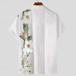 Discount OUKU Men's Floral Shirt Button Up Shirt Short Sleeve Tropical Fashion Hawaiian Casual Holiday Beach Summer Spring Turndown Print Button-Down Yellow Red Blue Purple Green