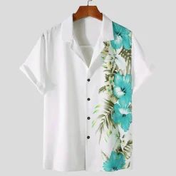 Discount OUKU Men's Floral Shirt Button Up Shirt Short Sleeve Tropical Fashion Hawaiian Casual Holiday Beach Summer Spring Turndown Print Button-Down Yellow Red Blue Purple Green