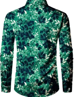 Outlet OUKU Men's Floral Shirt Button Up Shirt Long Sleeve Casual Daily Wear Going out Fall & Winter Turndown Print Button-Down Black Green