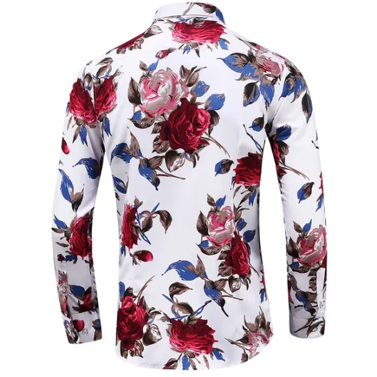 Clearance OUKU Men's Floral Shirt Button Up Shirt Long Sleeve Vintage Designer Basic Daily Holiday Spring & Fall Collar Print Black Red Blue