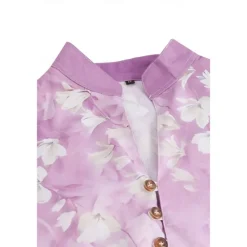 Clearance OUKU Men's Floral Shirt Linen Shirt Aloha Shirt Long Sleeve Casual Daily Wear Going out Weekend Spring Standing Collar Print Button-Down Blue Purple Green