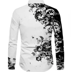 Hot OUKU Men's Floral Shirt Long Sleeve Fashion Designer Casual Daily Holiday Going out Spring & Summer Turndown 3D Print Button-Down Black Red Blue Brown Green