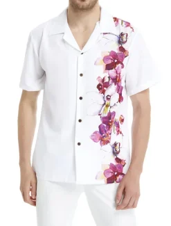 Best OUKU Men's Floral Shirt Short Sleeve Sports Fashion Streetwear Casual Holiday Beach Summer Spring Cuban Collar Print Button-Down Black Light Green Black / Brown Red Green