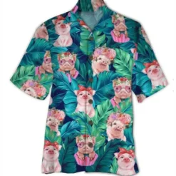 Discount OUKU Men's Floral Tropical Pig Shirt Summer Hawaiian Shirt Aloha Shirt Short Sleeve Shirt Turndown Tropical Fashion Hawaiian Casual Hawaiian Holiday S M L Blue