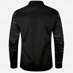 Outlet OUKU Men's Floral Western Shirt Cowboy Shirt Long Sleeve Western Sport Spring Fall Turndown Patchwork Black