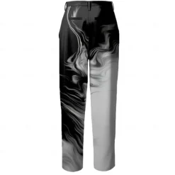 Clearance OUKU Men's Flowing Quicksand / Liquid Dress Pants Mid Waist Business Casual Formal Home Dailywear Zipper Pocket Summer Spring Fall 3D Print Black And White