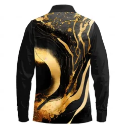 OUKU Men's Flowing Quicksand / Liquid Polo Shirts Golf Polos Shirts Long Sleeve Polo Shirts Collar Casual Business Casual Outdoor Street Dailywear Buttons 3D Print Spring Fall Winter Black