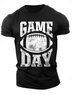 OUKU Men's Football Letter Print Sports T Shirt Tee Top 100% Cotton Short Sleeve Graphic Shirt Black Dark Grey Dark Blue Comfortable Tee Street Sports Outdoor Fashion Designer Clothing