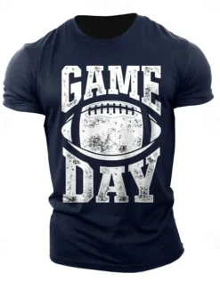 OUKU Men's Football Letter Print Sports T Shirt Tee Top 100% Cotton Short Sleeve Graphic Shirt Black Dark Grey Dark Blue Comfortable Tee Street Sports Outdoor Fashion Designer Clothing