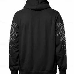 Sale OUKU Men's Footprint / Paw Viking Hoodies Sweatshirt Fashion Cool Long Sleeve Crew Neck Party Holiday Streetwear Black Blue Drawstring Fall Winter Designer