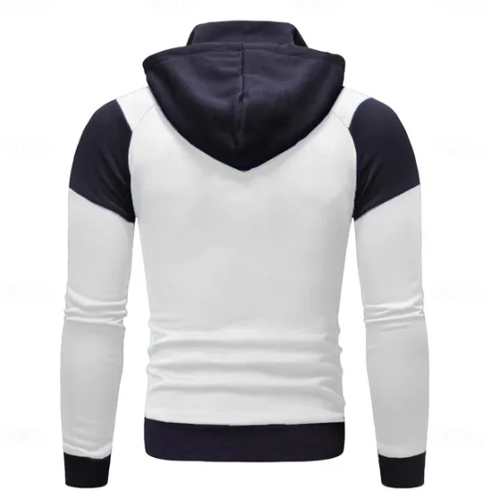Online OUKU Men's Full Zip Hoodie Hoodie Jacket Zip Up Hoodie Zip Hoodie Sweatshirt Zip Up Hoodies Black White Red Blue Hooded Color Block Zip Up Zipper Pocket Sports & Outdoor Daily Weekend Polyester Vintage