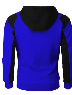 Online OUKU Men's Full Zip Hoodie Sweat Jacket Jacket Black White Wine Red Blue Hooded Graphic Color Block Zipper Casual Cool Casual Big and Tall Winter Spring & Fall Clothing Apparel Hoodies Sweatshirts Long