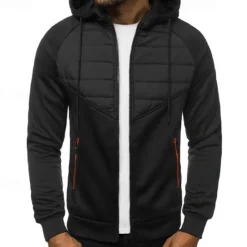 Outlet OUKU Men's Full Zip Hoodie Zip Up Hoodie Black Dark Gray Gray Hooded Color Block Zip Up Patchwork Pocket Sports & Outdoor Daily Holiday Polyester Streetwear Basic Casual Fall & Winter Clothing Apparel