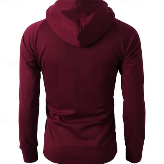 Online OUKU Men's Full Zip Hoodie Zip Up Hoodie Fleece Hoodie Black Wine Army Green Navy Blue Khaki Hooded Plain Zip Up Pocket Sports & Outdoor Daily Holiday Polyester Streetwear Basic Casual Fall & Winter