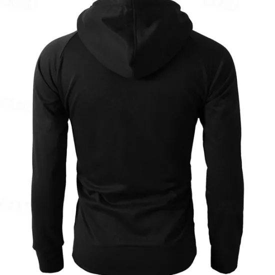 Online OUKU Men's Full Zip Hoodie Zip Up Hoodie Fleece Hoodie Black Wine Army Green Navy Blue Khaki Hooded Plain Zip Up Pocket Sports & Outdoor Daily Holiday Polyester Streetwear Basic Casual Fall & Winter
