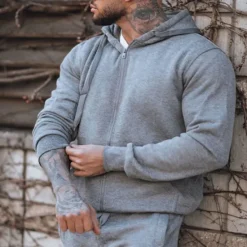 Discount OUKU Men's Full Zip Hoodie Zip Up Hoodie Pink Blue Gray Hooded Plain Zip Up Sports & Outdoor Daily Holiday Polyester Streetwear Cool Casual Spring & Fall Clothing Apparel Hoodies Sweatshirts Long Sleeve