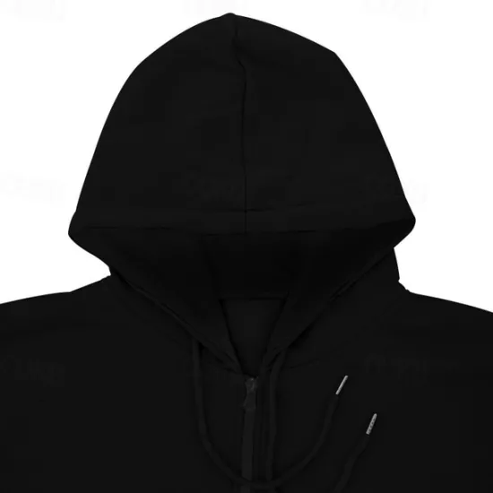 OUKU Men's Full Zip Hoodie Zip Up Hoodie Fleece Hoodie Black Navy Blue Khaki Light Grey Hooded Plain Zip Up Pocket Sports & Outdoor Daily Holiday Polyester Streetwear Basic Casual Fall & Winter Clothing