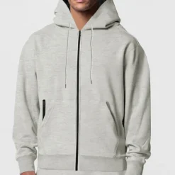 OUKU Men's Full Zip Hoodie Zip Up Hoodie Fleece Hoodie Black Navy Blue Khaki Light Grey Hooded Plain Zip Up Pocket Sports & Outdoor Daily Holiday Polyester Streetwear Basic Casual Fall & Winter Clothing