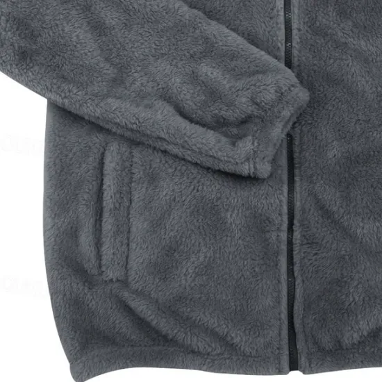 Sale OUKU Men's Full Zip Hoodie Zip Up Hoodie Fleece Jacket Fleece Hoodie Black Navy Blue Khaki Gray Hooded Plain Zip Up Patchwork Sports & Outdoor Casual Daily Polyester Streetwear Casual Fall & Winter
