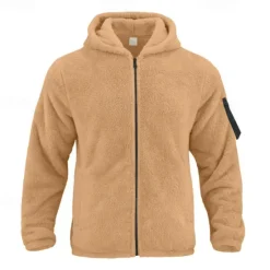 Sale OUKU Men's Full Zip Hoodie Zip Up Hoodie Fleece Jacket Fleece Hoodie Black Navy Blue Khaki Gray Hooded Plain Zip Up Patchwork Sports & Outdoor Casual Daily Polyester Streetwear Casual Fall & Winter