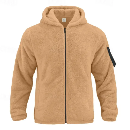 Sale OUKU Men's Full Zip Hoodie Zip Up Hoodie Fleece Jacket Fleece Hoodie Black Navy Blue Khaki Gray Hooded Plain Zip Up Patchwork Sports & Outdoor Casual Daily Polyester Streetwear Casual Fall & Winter