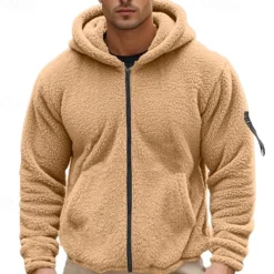 Sale OUKU Men's Full Zip Hoodie Zip Up Hoodie Fleece Jacket Fleece Hoodie Black Navy Blue Khaki Gray Hooded Plain Zip Up Patchwork Sports & Outdoor Casual Daily Polyester Streetwear Casual Fall & Winter