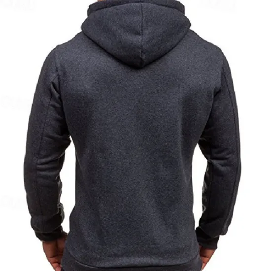 Clearance OUKU Men's Full Zip Hoodie Zip Up Hoodie Black Wine Navy Blue Light Grey Dark Gray Hooded Plain Zip Up Patchwork Pocket Sports & Outdoor Daily Holiday Polyester Streetwear Basic Casual Spring & Fall