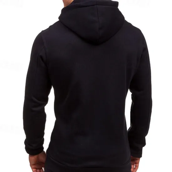 Clearance OUKU Men's Full Zip Hoodie Zip Up Hoodie Black Wine Navy Blue Light Grey Dark Gray Hooded Plain Zip Up Patchwork Pocket Sports & Outdoor Daily Holiday Polyester Streetwear Basic Casual Spring & Fall