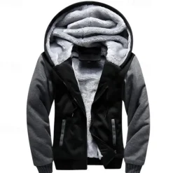 Sale OUKU Men's Full Zip Hoodie Zip Up Hoodie Fleece Jacket Black Blue Light Grey Dark Gray Hooded Color Block Zip Up Patchwork Pocket Sports & Outdoor Daily Holiday Polyester Streetwear Basic Casual Fall
