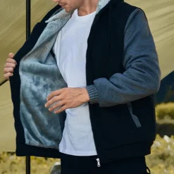 Sale OUKU Men's Full Zip Hoodie Zip Up Hoodie Fleece Jacket Black Blue Light Grey Dark Gray Hooded Color Block Zip Up Patchwork Pocket Sports & Outdoor Daily Holiday Polyester Streetwear Basic Casual Fall