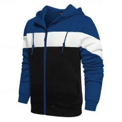 Hot OUKU Men's Full Zip Hoodie Zip Up Hoodie White Red Blue Khaki Hooded Color Block Zip Up Patchwork Pocket Sports & Outdoor Daily Holiday Polyester Streetwear Basic Casual Fall & Winter Clothing Apparel