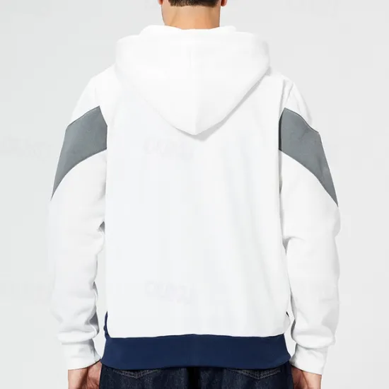 Hot OUKU Men's Full Zip Hoodie Zip Up Hoodie White Red Blue Khaki Hooded Color Block Zip Up Patchwork Pocket Sports & Outdoor Daily Holiday Polyester Streetwear Basic Casual Fall & Winter Clothing Apparel
