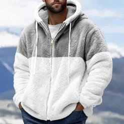 Discount OUKU Men's Full Zip Hoodie Zip Up Hoodie Fleece Jacket Fleece Hoodie Black Navy Blue Khaki Gray Hooded Color Block Zip Up Patchwork Sports & Outdoor Casual Daily Polyester Streetwear Casual Fall & Winter