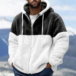 Discount OUKU Men's Full Zip Hoodie Zip Up Hoodie Fleece Jacket Fleece Hoodie Black Navy Blue Khaki Gray Hooded Color Block Zip Up Patchwork Sports & Outdoor Casual Daily Polyester Streetwear Casual Fall & Winter