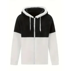 Discount OUKU Men's Full Zip Hoodie Zip Up Hoodie Fleece Jacket Fleece Hoodie Black Navy Blue Khaki Gray Hooded Color Block Zip Up Patchwork Sports & Outdoor Casual Daily Polyester Streetwear Casual Fall & Winter