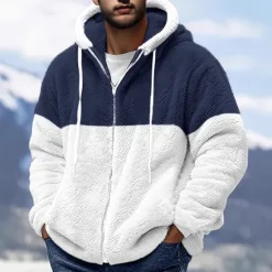 Discount OUKU Men's Full Zip Hoodie Zip Up Hoodie Fleece Jacket Fleece Hoodie Black Navy Blue Khaki Gray Hooded Color Block Zip Up Patchwork Sports & Outdoor Casual Daily Polyester Streetwear Casual Fall & Winter