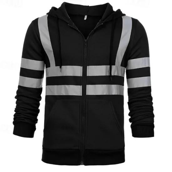 Outlet OUKU Men's Full Zip Hoodie Zip Up Hoodie Black Yellow Orange Green Hooded Color Block Zip Up Patchwork Sports & Outdoor Daily Holiday Cotton Streetwear Basic Casual Spring & Fall Clothing Apparel Hoodies