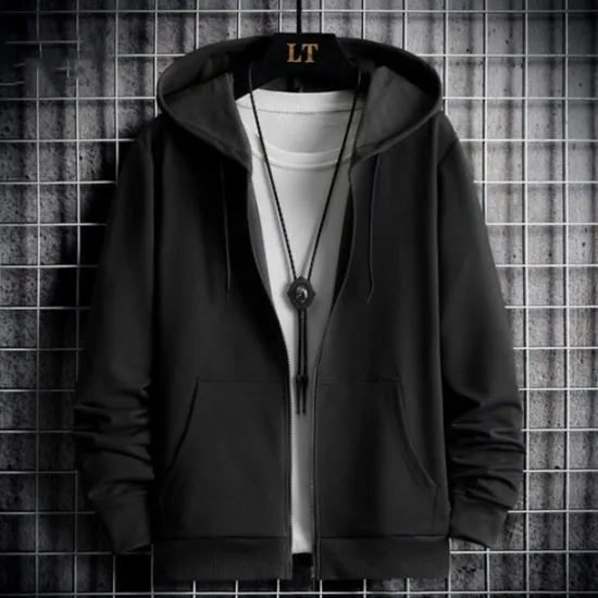 Discount OUKU Men's Full Zip Hoodie Zip Up Hoodie Black Red Gray Hooded Plain Zip Up Patchwork Sports & Outdoor Daily Holiday Polyester Streetwear Basic Casual Spring & Fall Clothing Apparel Hoodies Sweatshirts