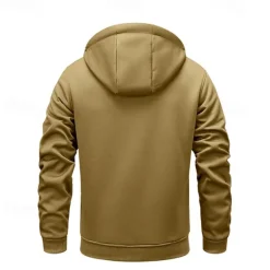 OUKU Men's Full Zip Hoodie Zip Up Hoodie Fuzzy Sherpa Fleece Jacket Fleece Hoodie Yellow Army Green Khaki Dark Gray Hooded Plain Zip Up Zipper Pocket Sports & Outdoor Daily Weekend Polyester Vintage Cool