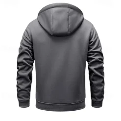 OUKU Men's Full Zip Hoodie Zip Up Hoodie Fuzzy Sherpa Fleece Jacket Fleece Hoodie Yellow Army Green Khaki Dark Gray Hooded Plain Zip Up Zipper Pocket Sports & Outdoor Daily Weekend Polyester Vintage Cool
