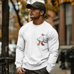 Hot OUKU Men's Funny Duck Pullover Sweatshirt Long Sleeve Sweatshirts Crew Neck Classic Casual Daily Spring Fall Black White Dark Gray Clothing Apparel Designer Graphic Print Normal S M L XL 2XL